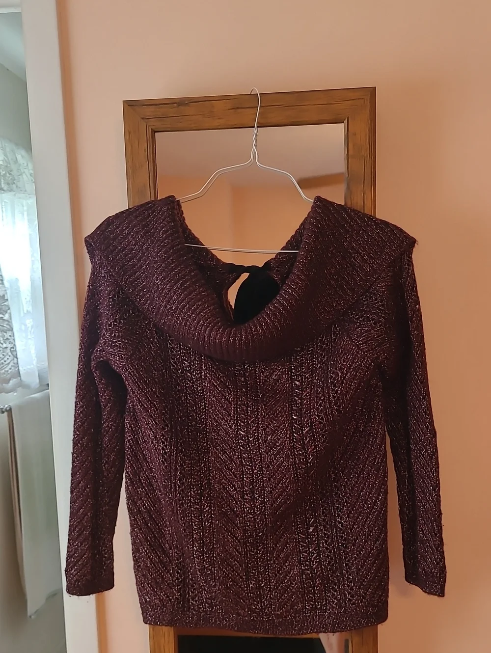 White House Black Market Burgundy Cowl Neck Sweater